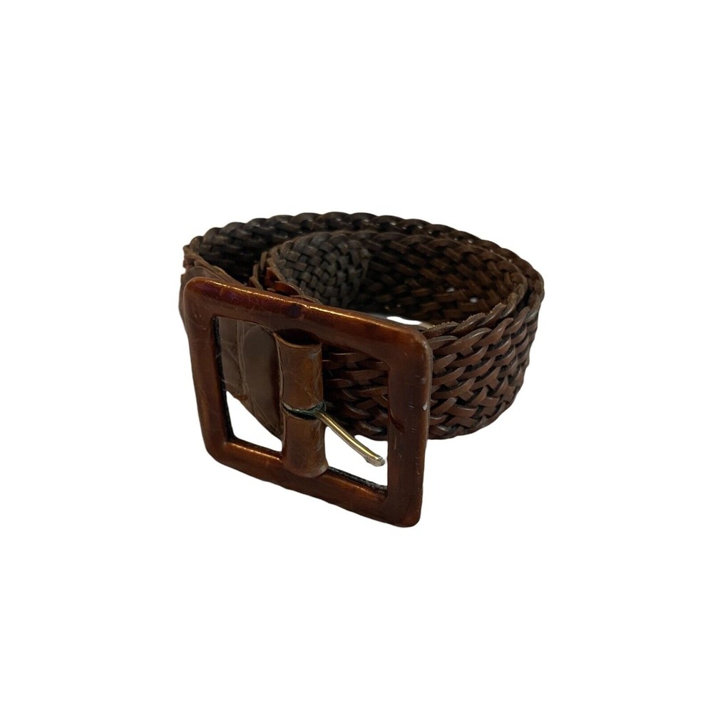 Women’s Hand Braided Wide Leather Belt Size: Medium 30” Brown/Neutral/Sienna